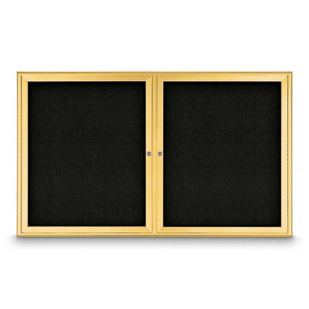 United Visual Products Sliding Door Indoor Enclosed Corkboard, 9 UV9030ACS-BRONZE-COBACC